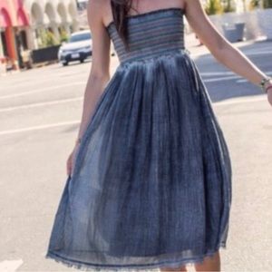 Natural Life Izzy Convertible Dress Maxi Skirt Smocked Top Distressed L/XL